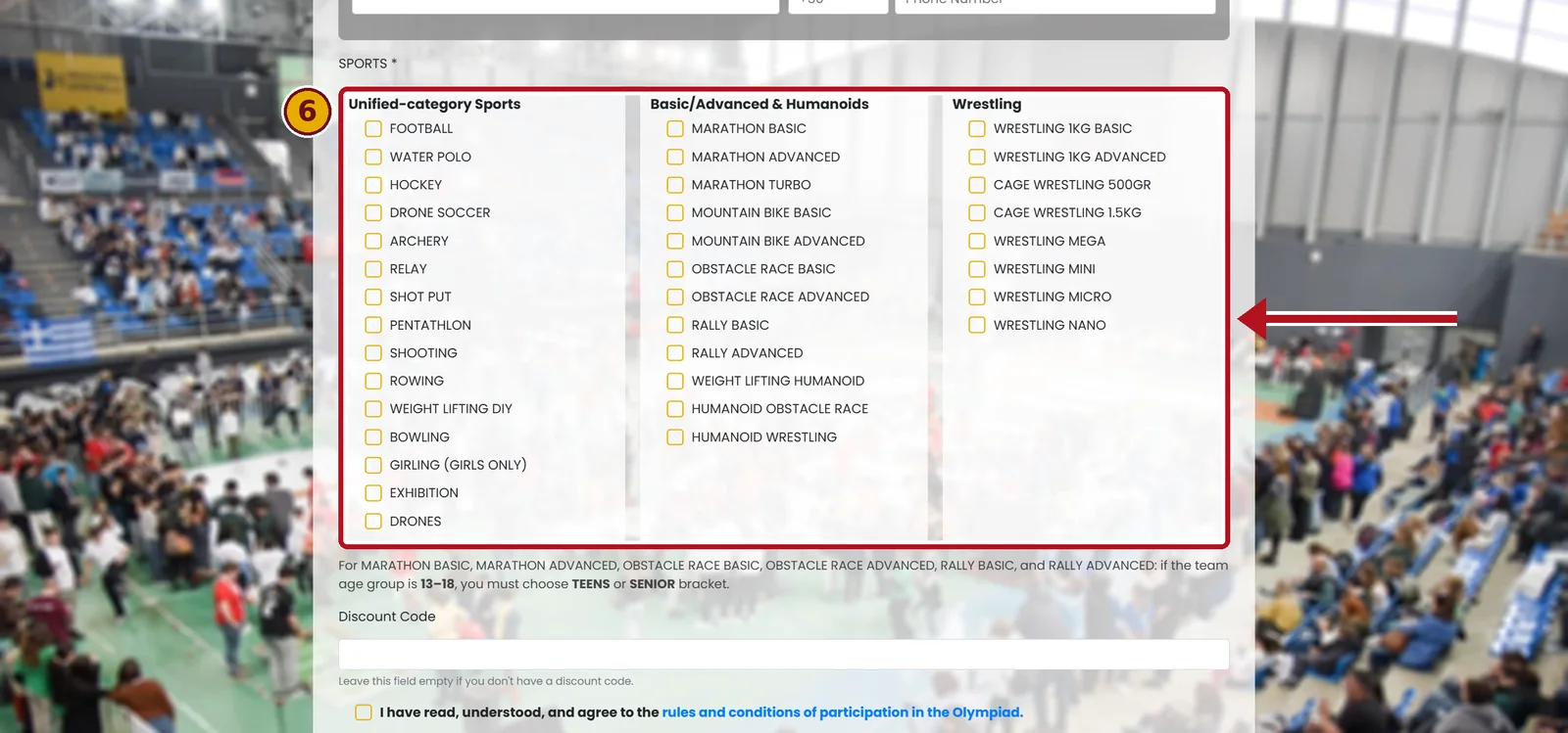 Select the Sports Categories